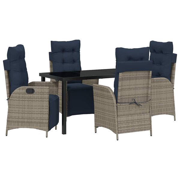 vidaXL Conjunto de Comedor de Jard&iacute;n 5 pcs Gris y Negro Rat&aacute;n
