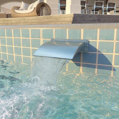 vidaXL Fuente de piscina de acero inoxidable plateada 30x9x26 cm