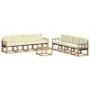 vidaXL Conjunto de sof&aacute;s de exterior 9 uds. Blanco y Crema