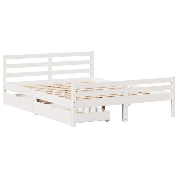 vidaXL Estructura de cama sin colch&oacute;n madera de pino blanca 140x200 cm