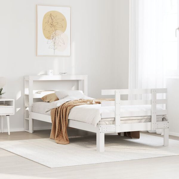 vidaXL Estructura de cama con cabecero sin colchón blanco 90x190 cm