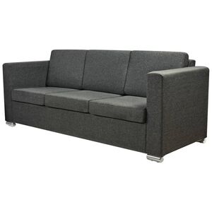 vidaXL Sof&aacute; 3 plazas de tela gris oscuro