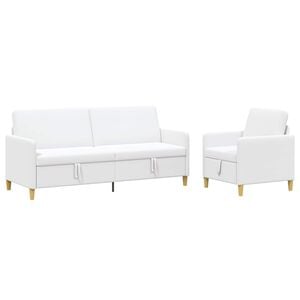 vidaXL Juego de Sof&aacute;s con Almacenamiento 2 uds. Blanco Poli&eacute;ster
