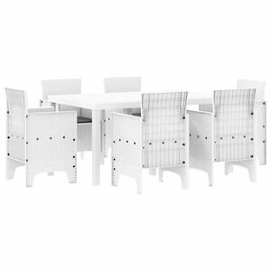 vidaXL Conjunto de Comedor de Jard&iacute;n 7 uds. Blanco Ratan Polt