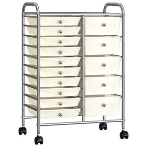vidaXL Carrito de almacenaje port&aacute;til XXL 15 cajones pl&aacute;stico blanco
