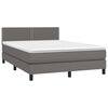 vidaXL Cama box spring colchón y LED cuero sintético gris 140x190 cm