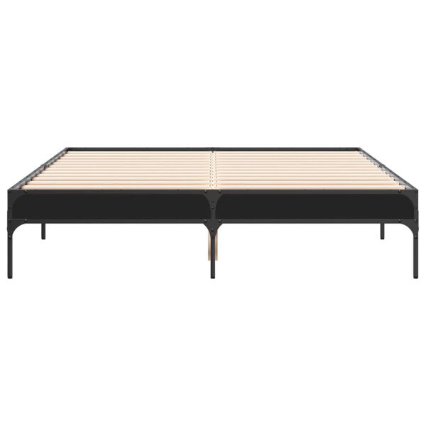 vidaXL Estructura de cama madera de ingenier&iacute;a y metal negro 120x200cm