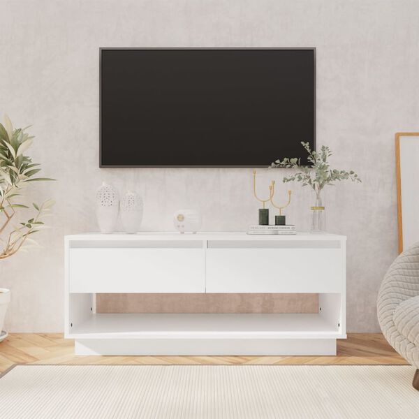 vidaXL Mueble para TV madera contrachapada blanco 102x41x44 cm