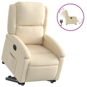 vidaXL Sill&oacute;n el&eacute;ctrico reclinable elevable de tela color crema
