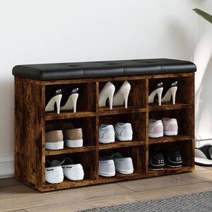 vidaXL Zapatero madera de ingenier&iacute;a roble ahumado 82x32x50 cm