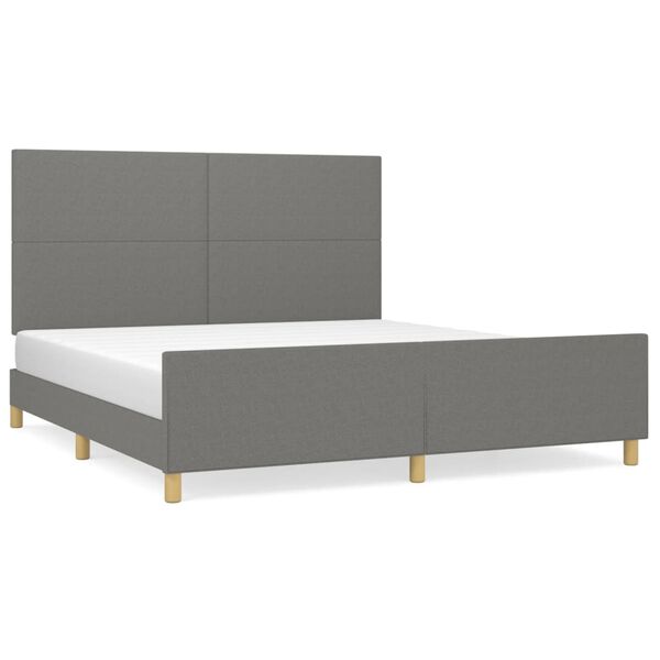 vidaXL Cama sin colch&oacute;n de tela gris oscuro 180x200 cm