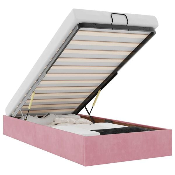 vidaXL Estructura cama otomana sin colchón terciopelo rosa 90x200 cm