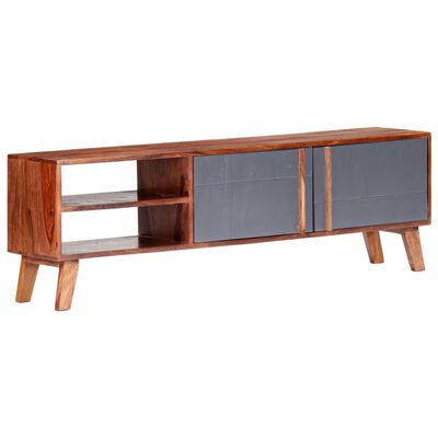 vidaXL Mueble para TV madera maciza de Sheesham gris 140x30x35 cm