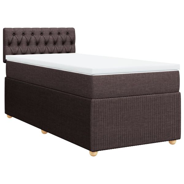 vidaXL Cama box spring con colch&oacute;n tela marr&oacute;n oscuro 100x200 cm