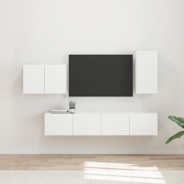 vidaXL Conjunto de mueble para TV de pared 4 pcs Madera de ingenier&iacute;a