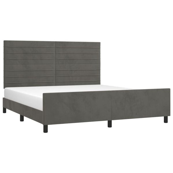vidaXL Estructura de cama sin colch&oacute;n terciopelo gris oscuro 160x200cm