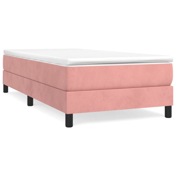 vidaXL Cama box spring con colch&oacute;n terciopelo rosa 90x190 cm