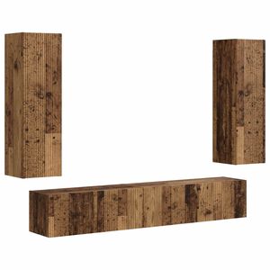 vidaXL Conjunto de mueble de TV Montaje en la pared 3 pcs Madera vieja