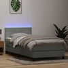 vidaXL Cama box spring con colch&oacute;n y LED terciopelo gris claro 100x220 cm