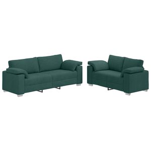 vidaXL Sof&aacute; 2 uds. Verde oscuro tela