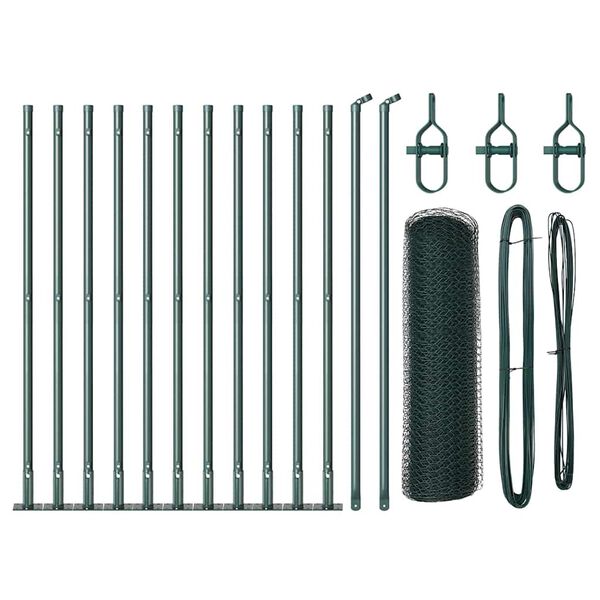 vidaXL Poste de Valla Verde 25 x 0,5 m (malla de 13 mm) Acero