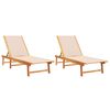 vidaXL Tumbonas 2 unidades madera maciza de acacia y textileno crema