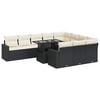 vidaXL Set de sof&aacute;s de jard&iacute;n 11 pzas y cojines rat&aacute;n sint&eacute;tico negro