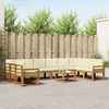 vidaXL Conjunto de sof&aacute;s de exterior con coj&iacute;n 11 pcs Natural y Crema