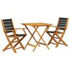 vidaXL Juego de bistro de 3 piezas polipropileno y madera maciza negro