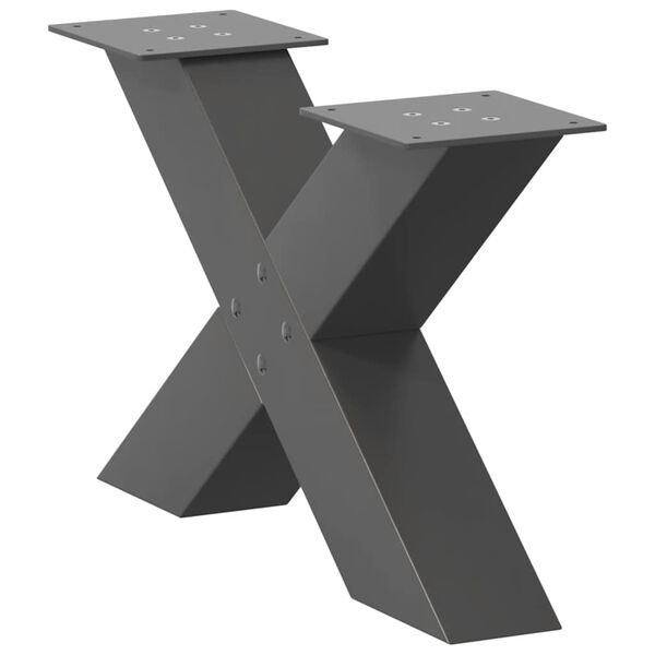 vidaXL Patas para mesa de centro en forma de X (2 unidades), antracita, 50 x (30-31) cm, acero