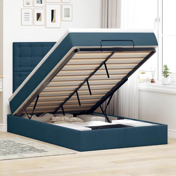vidaXL Estructura de cama otomana colchones terciopelo azul oscuro