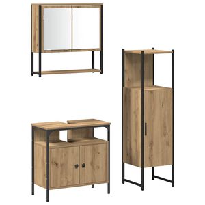 vidaXL Juego de muebles de ba&ntilde;o 3 pcs Marr&oacute;n Madera contrachapada