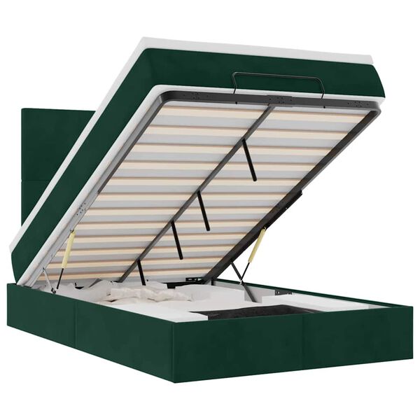 vidaXL Estructura cama otomana colchones terciopelo verde oscuro