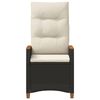vidaXL Silla de jard&iacute;n reclinable Negro y crema 64 x 57,5 x 112 cm