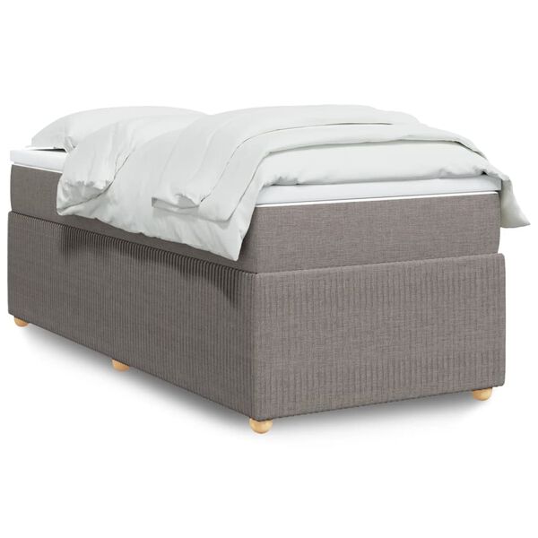 vidaXL Cama box spring con colch&oacute;n tela gris taupe 100x200 cm