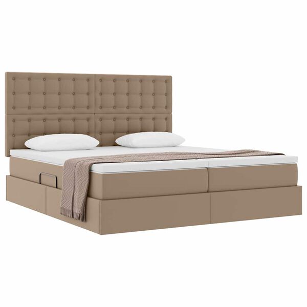 vidaXL Cama con almacenamiento y colch&oacute;n Capuchino 200 x 200 cm