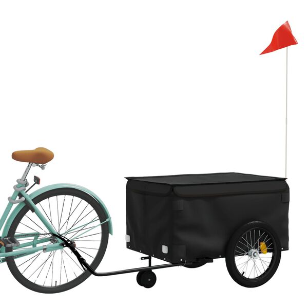 vidaXL Remolque para bicicleta hierro negro 45 kg