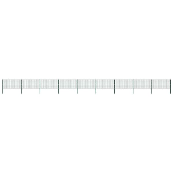 vidaXL Panel de valla con postes de hierro 1557,5x80 cm verde