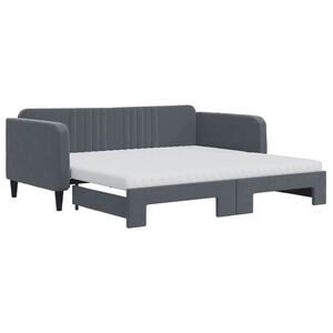 vidaXL Sof&aacute; cama nido con colch&oacute;n terciopelo gris oscuro 90x190 cm