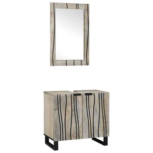 vidaXL Juego de Muebles de Ba&ntilde;o 2 pcs Blanco Madera de mango maciza