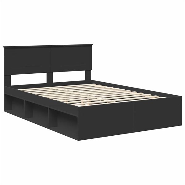 vidaXL Estructura de cama Negro 150 x 200 cm Madera de ingenier&iacute;a