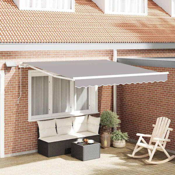 vidaXL Toldo Retr&aacute;ctil Manual Gris Claro 350 x 250 cm Tela y acero