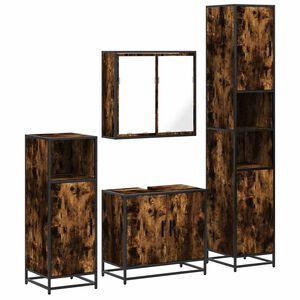vidaXL Set de muebles ba&ntilde;o 4 pzas madera contrachapada roble ahumado
