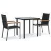 vidaXL Juego de comedor para jard&iacute;n 3 piezas acero y textilene negro
