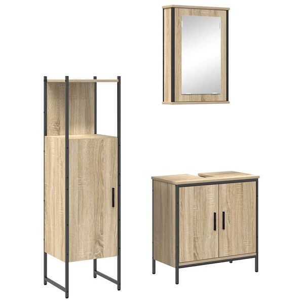 vidaXL Juego de muebles de ba&ntilde;o 3 pcs Marr&oacute;n Madera contrachapada