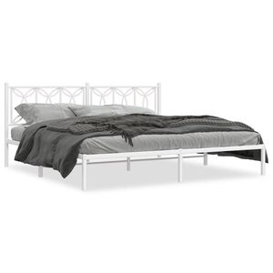 vidaXL Estructura cama sin colch&oacute;n con cabecero metal blanco 193x203cm