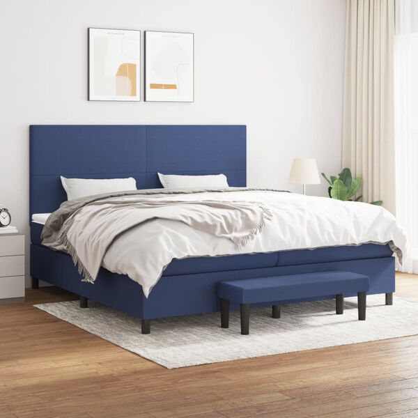 vidaXL Cama box spring con colch&oacute;n tela azul 200x200 cm