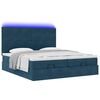 vidaXL Cama otomana con colchones y luces LED azul oscuro 200x200 cm