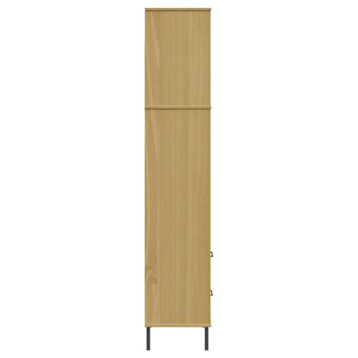 vidaXL Librería con 2 cajones OSLO madera maciza marrón 60x35x180 cm