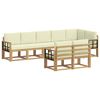 vidaXL Conjunto de sof&aacute;s de exterior 8 uds. Blanco y Crema Poli&eacute;ster